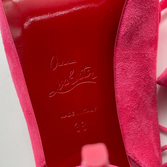 Christian Louboutin LACE UP NVP 120 Suede Platform Heels Sandals Shoes - Picture 13 of 14